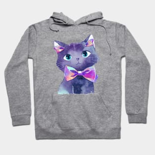 Purple Pink Cat with Bowtie Hoodie